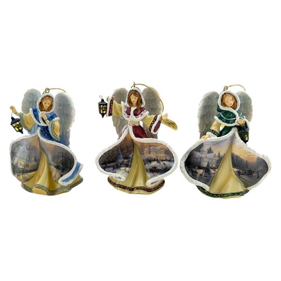 Thomas Kinkade Winter Angels Of Light Ornaments Premier Issue Bradford Ed 2004 - Picture 1 of 9